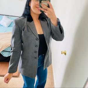 Vintage Pendleton dark gray & black wool blazer.